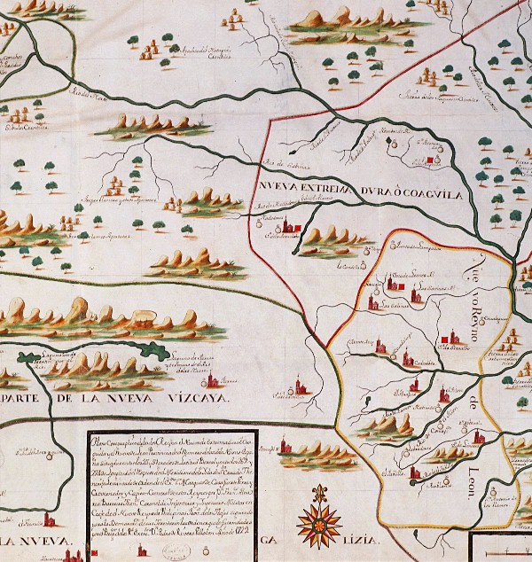 Plano corográfico de los reinos de Nueva Extremadura o Coahuila, y del Nuevo Reino de León. 1729 